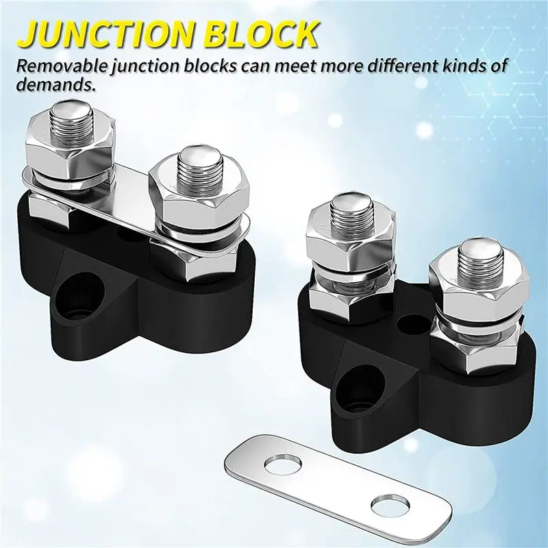 DT17 2X Terminal Block Studs M8 48V Dual Bus Bar Power Distribution for Junction Block for Truck RV Boat Black