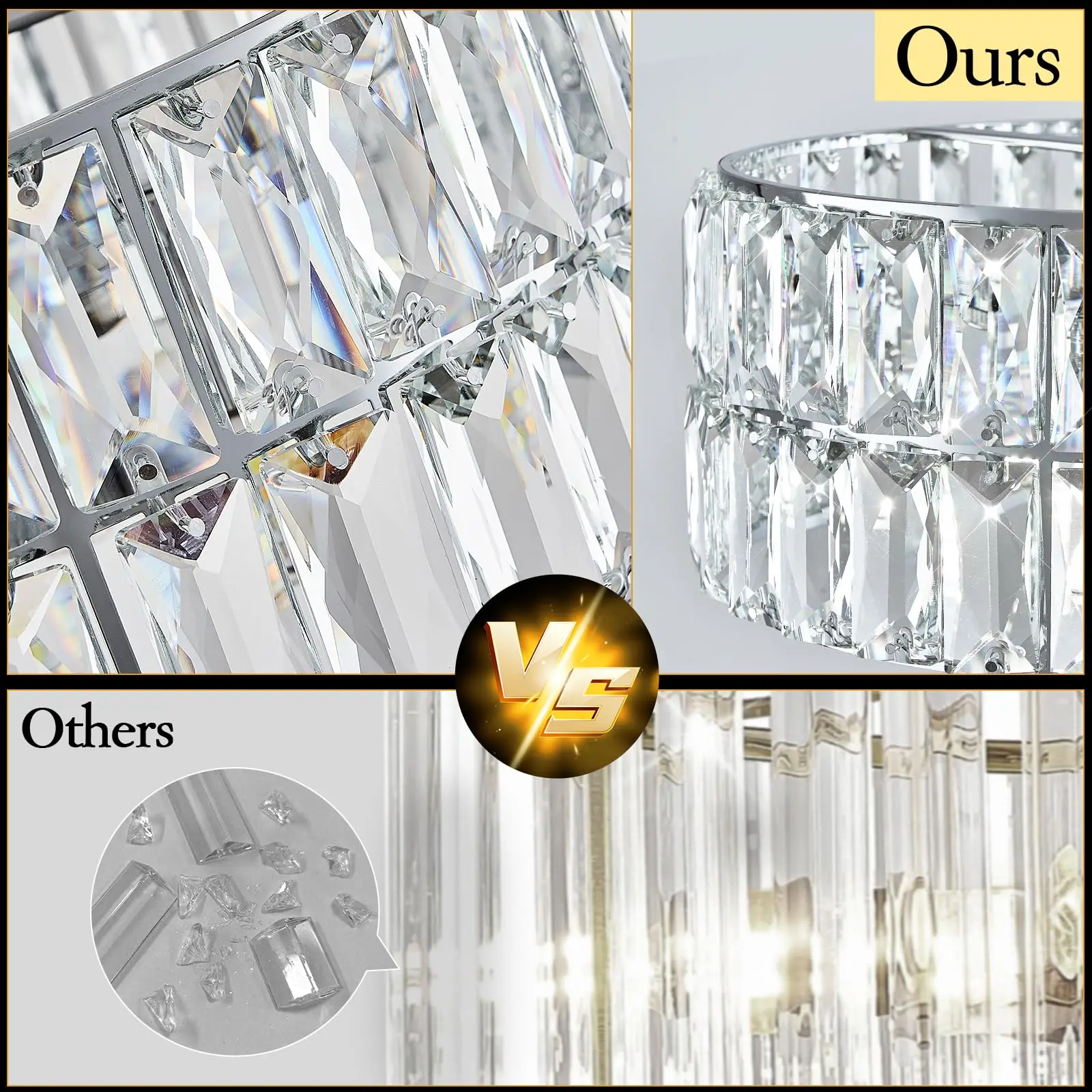 Lampada a sospensione moderna in cristallo cromato a 4 luci, lampada a sospensione moderna semi incorporata, adatta per corridori d'ingresso, cucine, corridoi