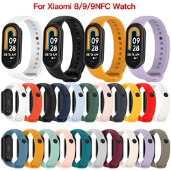 Silicone Strap For Xiaomi Mi Band 9 8 Sport Smart Watch Wrist Bracelet Original Band9 Band8 NFC WristBand Accessories Case Strap