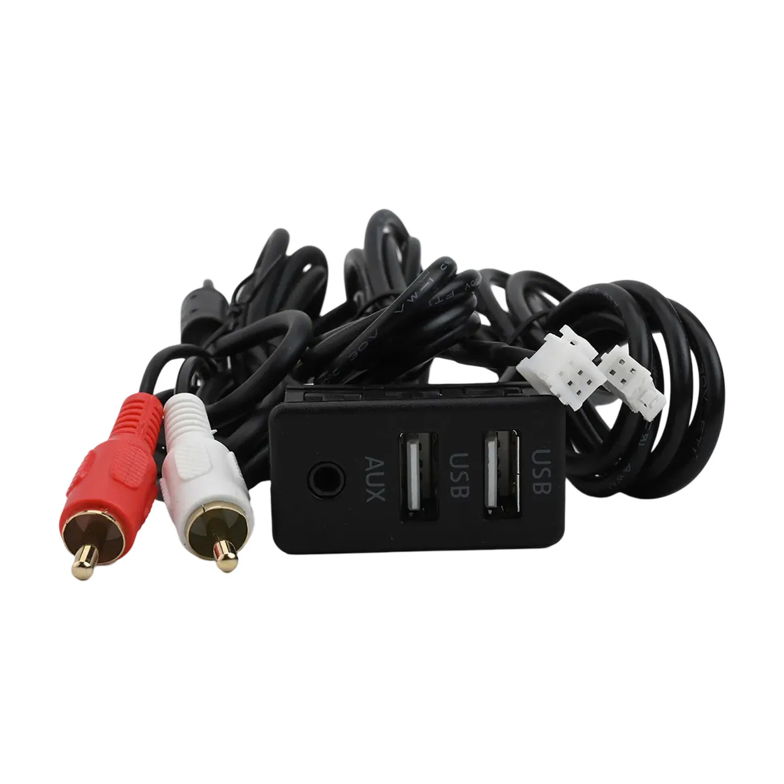 Car Dash Mount Dual USB+AUX Port Panel Interface Extension 145cm Cable Adapter For Android Navigation For RCA Audio Input