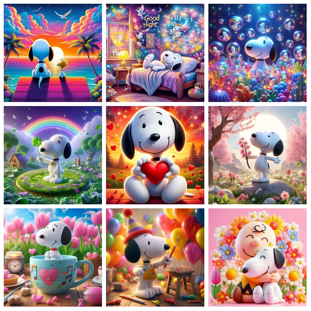 Kawaii Snoopy Diamond Painting, Full Drill Cartoon Art, DIY Nursery Wall Decor, Perfect Gift For Snoopy Lovers