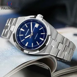 Parnsrpe-reloj mecánico para hombre, pulsera con movimiento NH35, cristal de zafiro, correa de caja de alta calidad, embalaje de caja de negocios