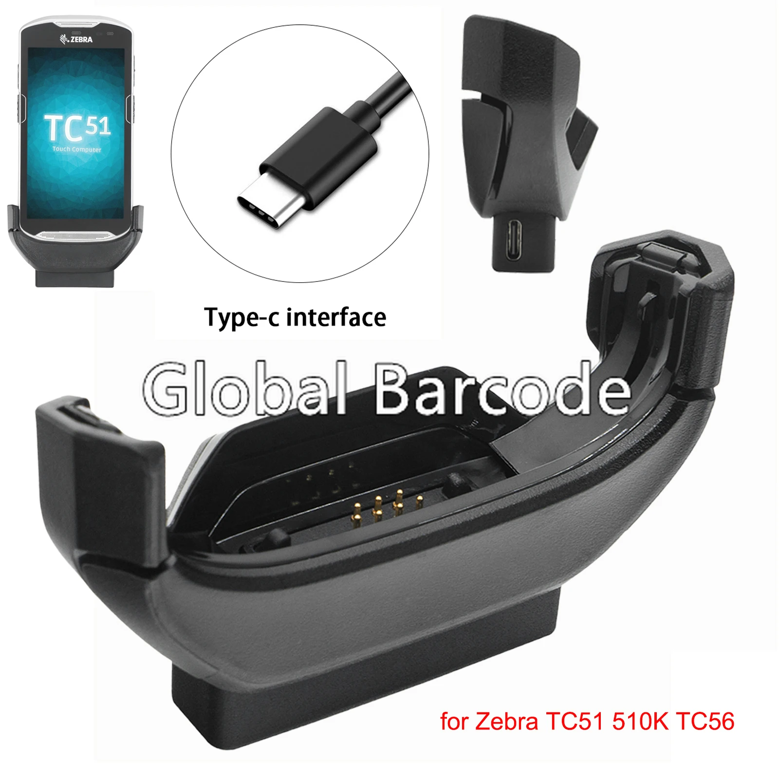 

New TYPE-C CLIP ON Charger for Zebra TC51 510K TC56 TC52 TC57 ADPTR-TC56-USBC-01