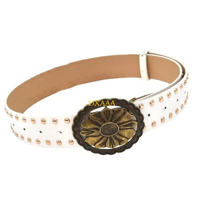 DXAA Black Studded Women Women Women Bunk Belt Relble Trapplies for Jeans Date Pu Leather