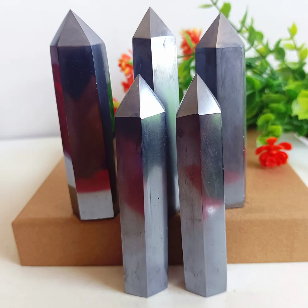 Natural Terahertz obelisk quartz crystal wand point Gem Reiki