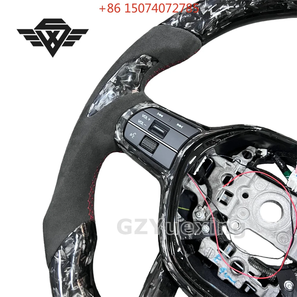 Plug and Play Custom Blue Forged Carbon Fiber Steering Wheel with LED Lights for Honda 11th Generation Civic Accord CR-V Accord