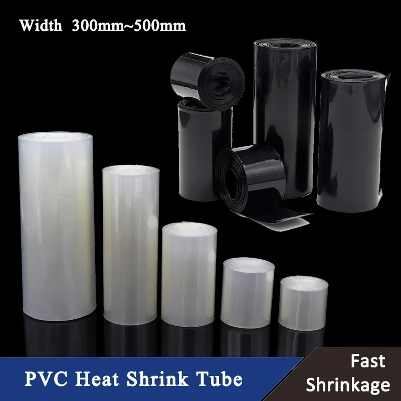 

Black/Clear PVC Heat Shrink Tube 18650 Lipo Battery Pack 300mm ~ 500mm Insulated Protection Film Wrap lithium Case Cable Sleeve