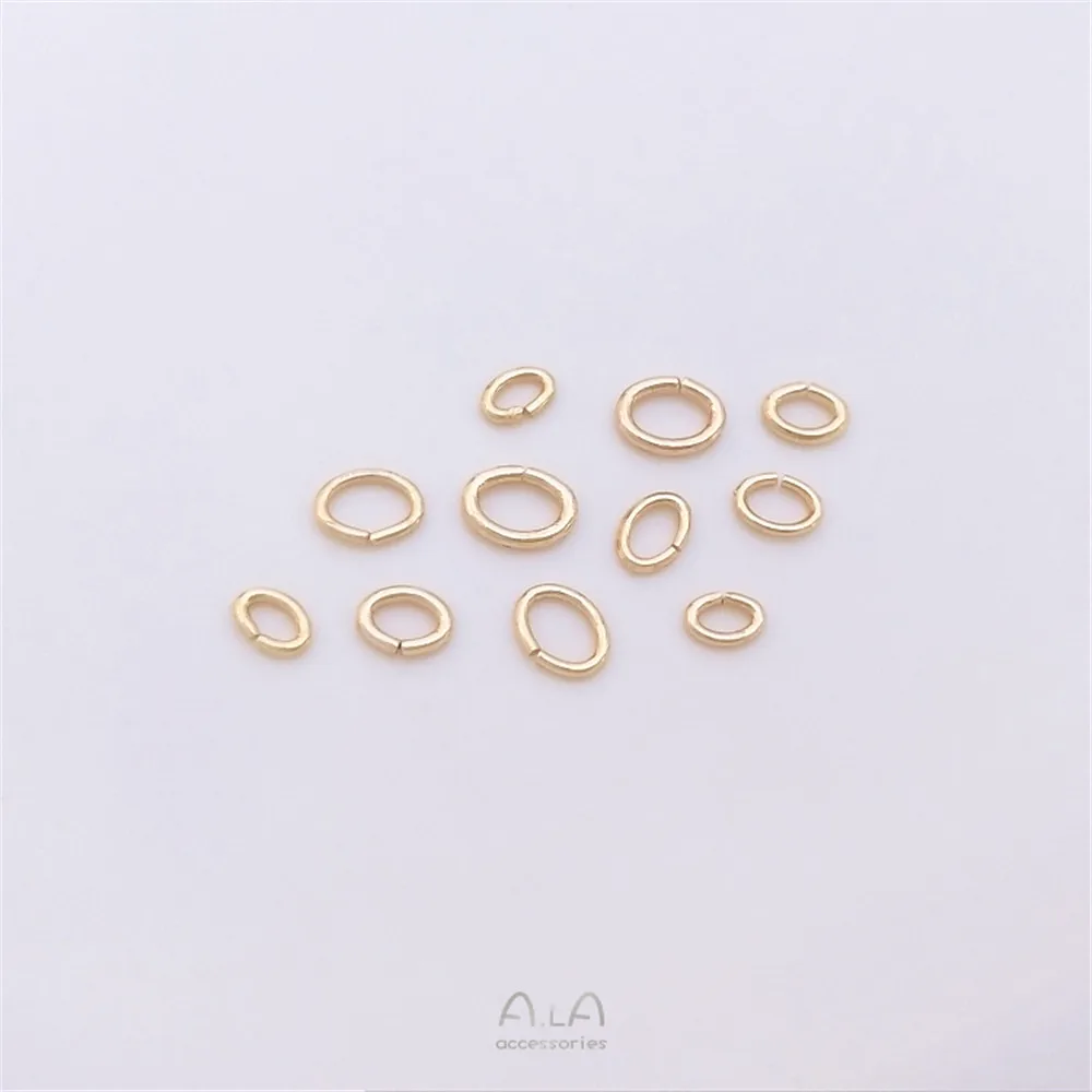 Open loop 14K gold Oval Single loop bracelet necklace Finishing connection ring diy handmade jewelry accessories