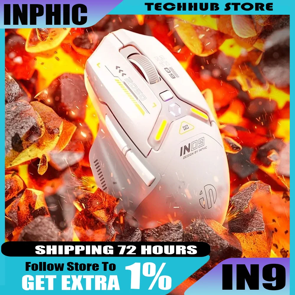 

Inphic IN9 Three-Mode Wireless Mouse Wired Bluetooth Game E-sports Charging Mechanical Desktop Computer Notebook Ergonomics