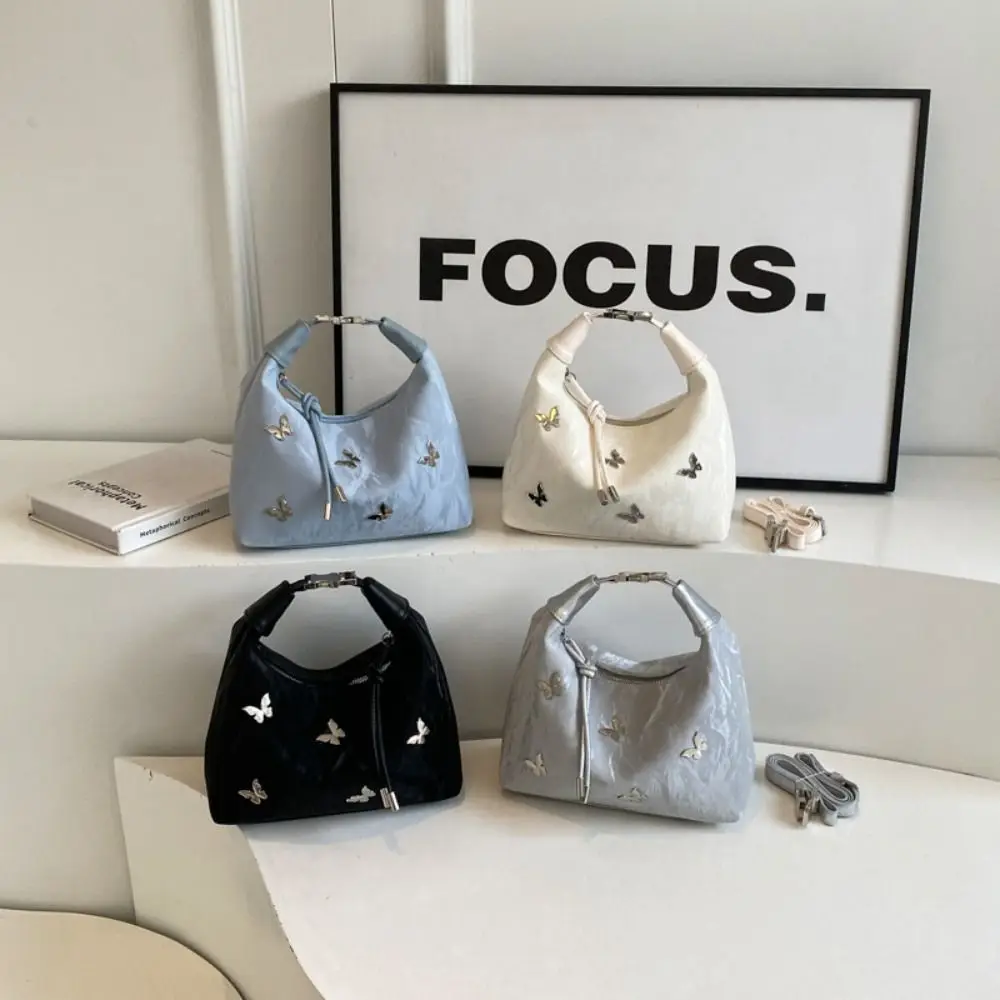 

Portable Solid Color Chinese Style Handbag Retro Zipper Cheongsam Bag Fashion PU Leather Butterfly Crossbody Bag Women