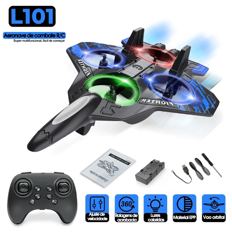 L101 RC Schiuma Aereo Mini Drone 2.4G Fighter Stunt Elicottero 360 °   Flip Aereo telecomandato con luci colorate a LED Quadcopter