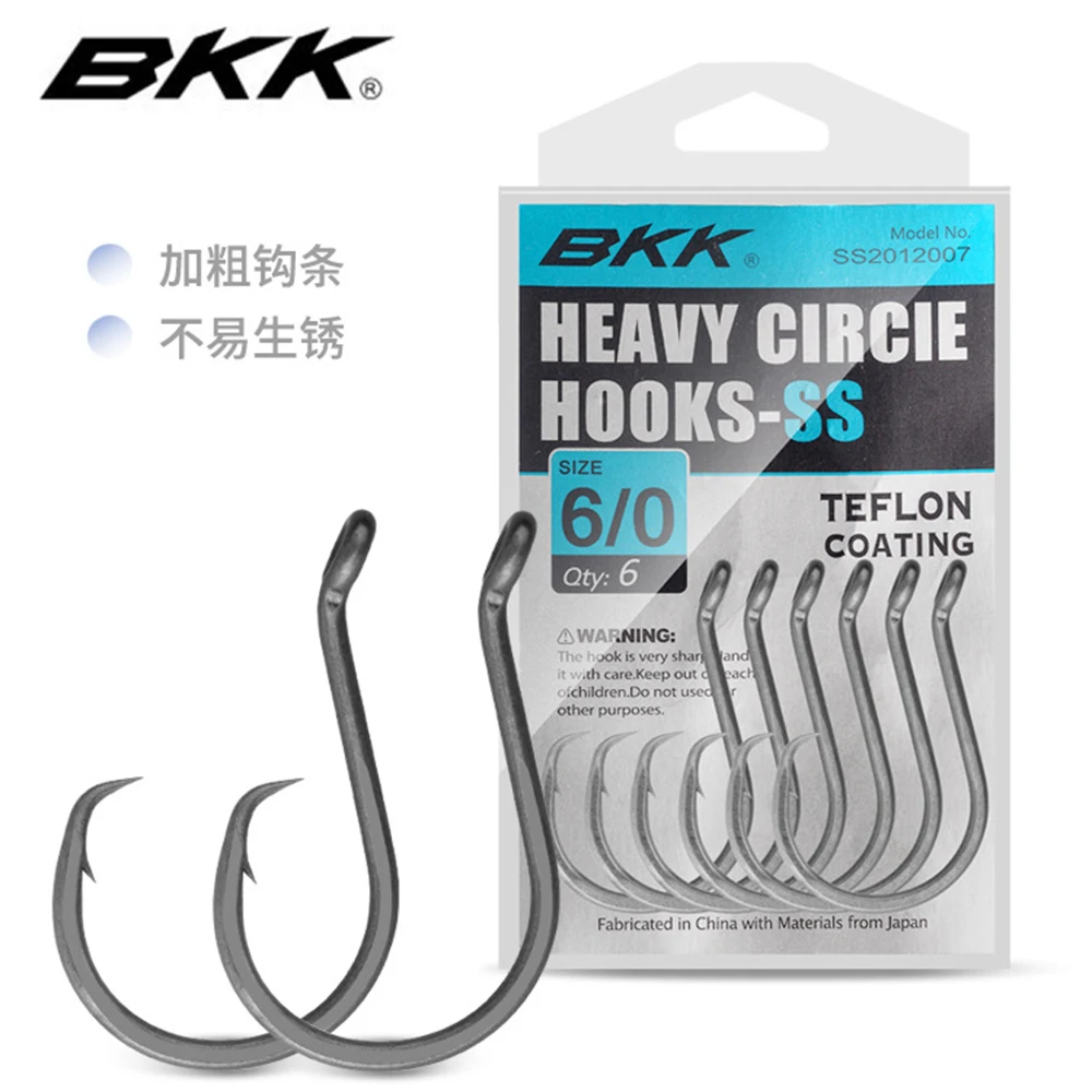 BKK 헤비 서클 SS 해수 후크 고 탄소강 테프론 코팅 낚시 액세서리 용 부식 방지 철판 후크