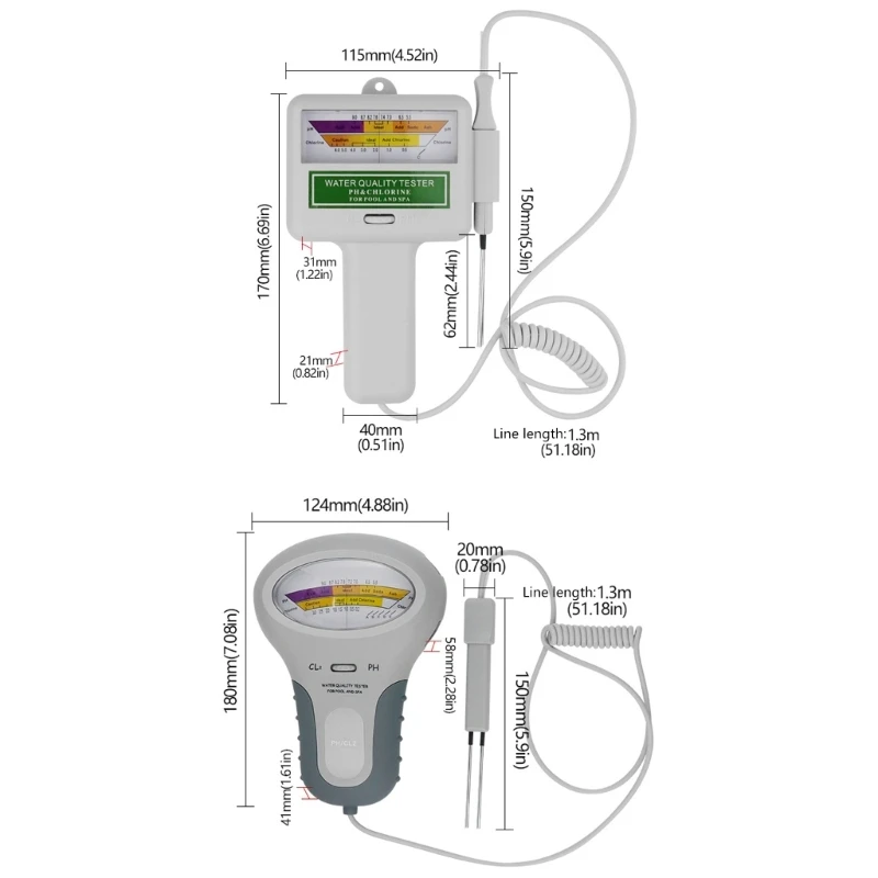 A2UD – compteur niveau chlore, moniteurs Test à Double échelle pour piscine, Spa Aquarium