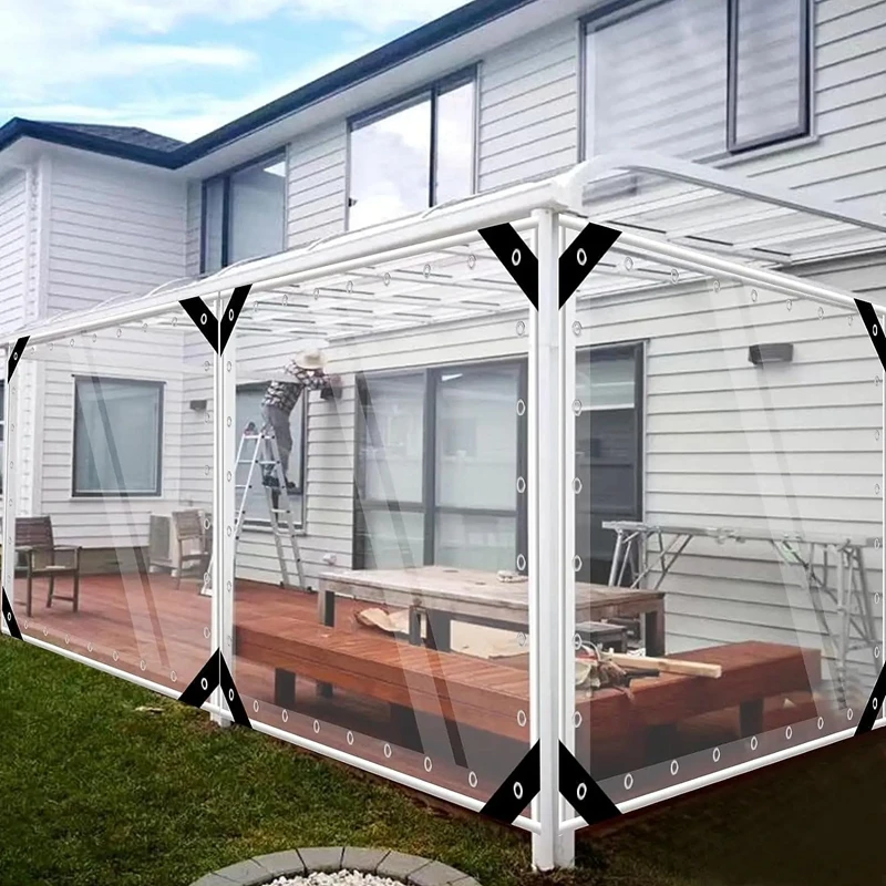 100% High Transparent PVC Tarpaulin Gazebeo Pergolas Rainproof Tarp Anti Winter Screen Fence Garden Furniture Waterproof Cover