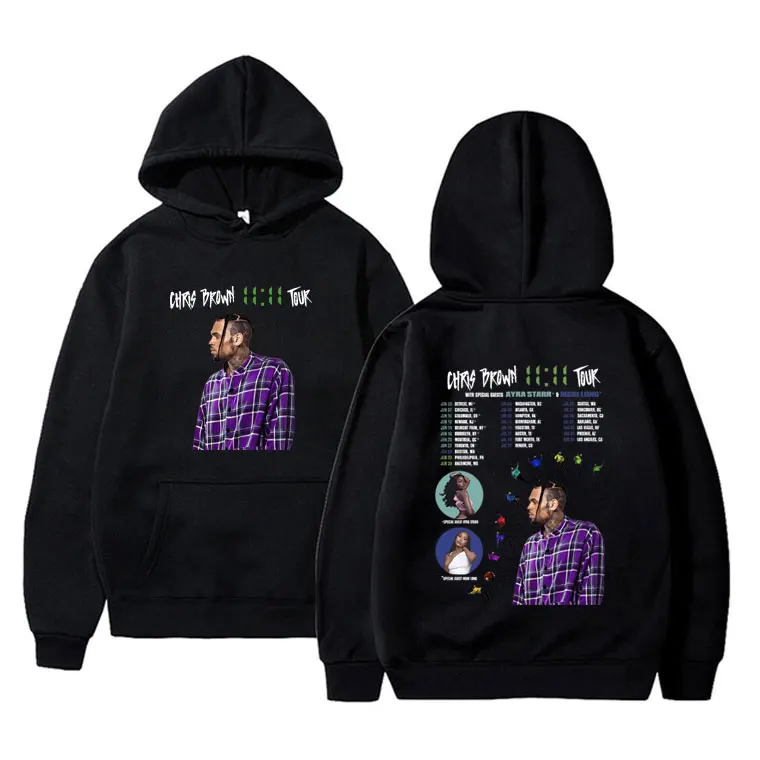 

Rapper Chris Brown 11:11 Tour Hoodie Male Fashion Oversized Streetwear Men Women Hip Hop Vintage Long Sleeve Pullover Hoodies