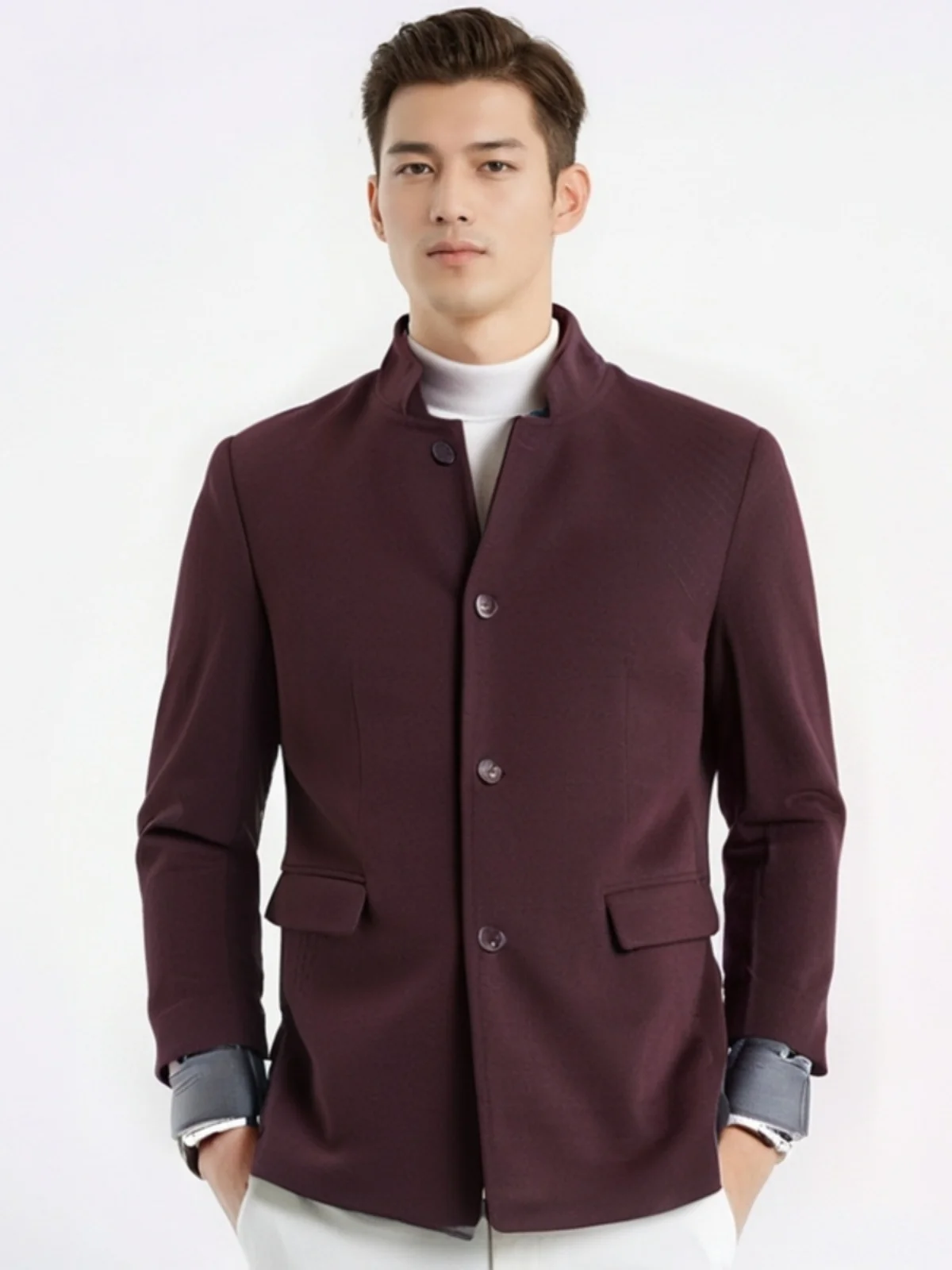 

Мужской костюм из смесовой шерсти Jaet, весенний смокинг с воротником-стойкой, пальто Busin Gentleman Sle Long Sve Color