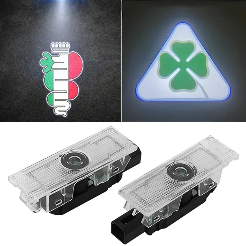 LED Car Door Welcome Lights for Alfa Romeo Giulietta Mito Stelvio Giulia 159 Brera Spider Courtesy Projector Ghost Shadow Lamp