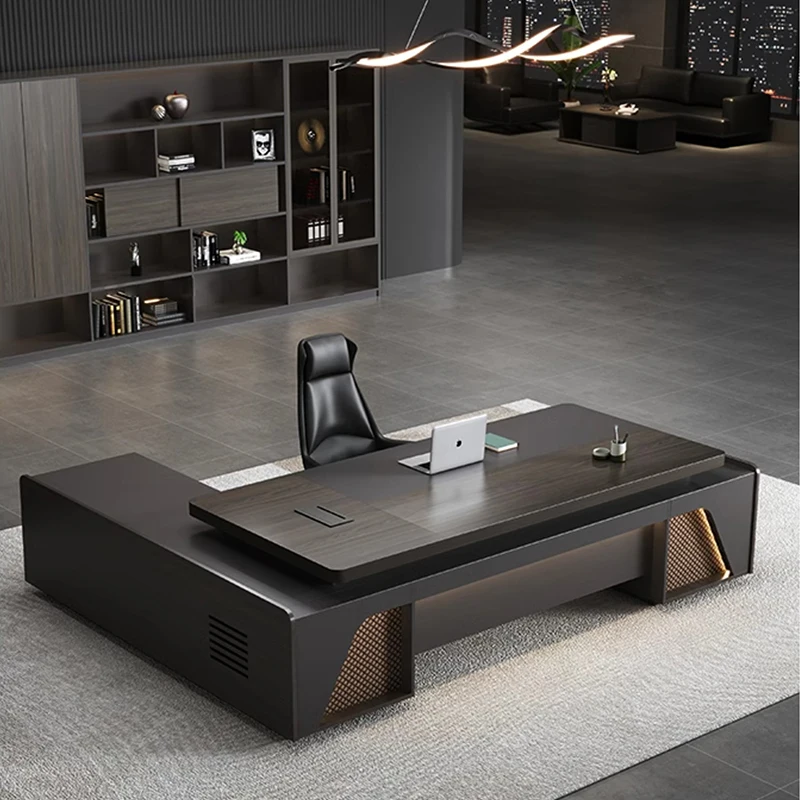 ❀zz Luxury Modern Ceo L Shape Executive Desk Boss Office Desk High Tech Office Furniture Manager Desk^