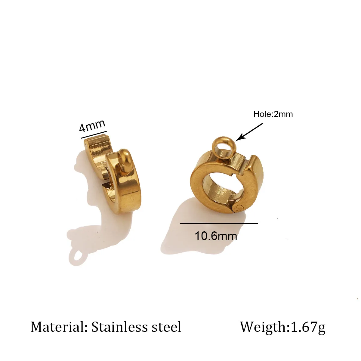 2PCS 18K Gold Plated Stainless Steel Round Jewelry Clasps Durable Necklace Bracelet Connectors Fasteners Wholesale Supplies - view 5