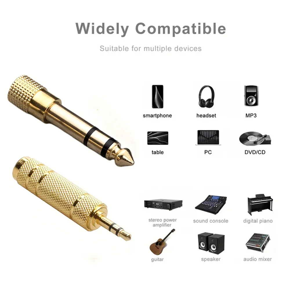 1/2 Pair 3.5mm Male to 6.35mm Female Adapter,Pure Copper 6.35mm Male to Female Connector For Microphone Amplifier Audio Headset