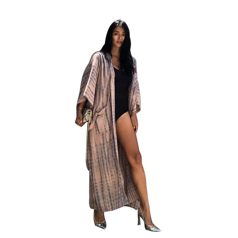 Nieuwe kleding met kant bedrukt zonwerend shirt, strandvakantie bikinijack met lange mouwen, cover-up shirt