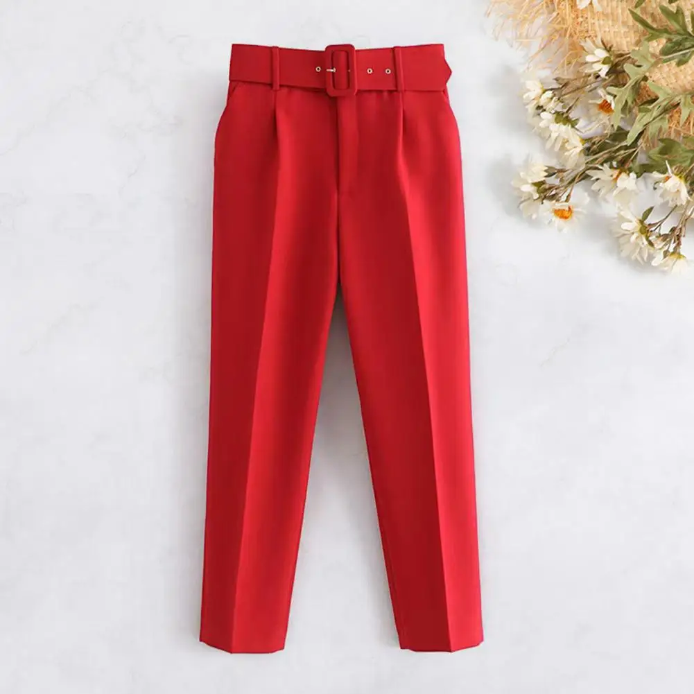 Pants Women Suit Pants Elegant High Waist Women's Suit Pants with Pockets Straight Leg Fit Trousers for Work Wear Solid Color