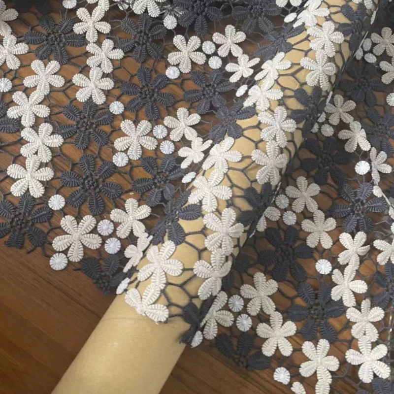 L100XW120CM Lace Fabric Colorful Floral Hollow Out Heavy Embroidery Elegant for Dress Qipao Autumn Winter DIY Accessories