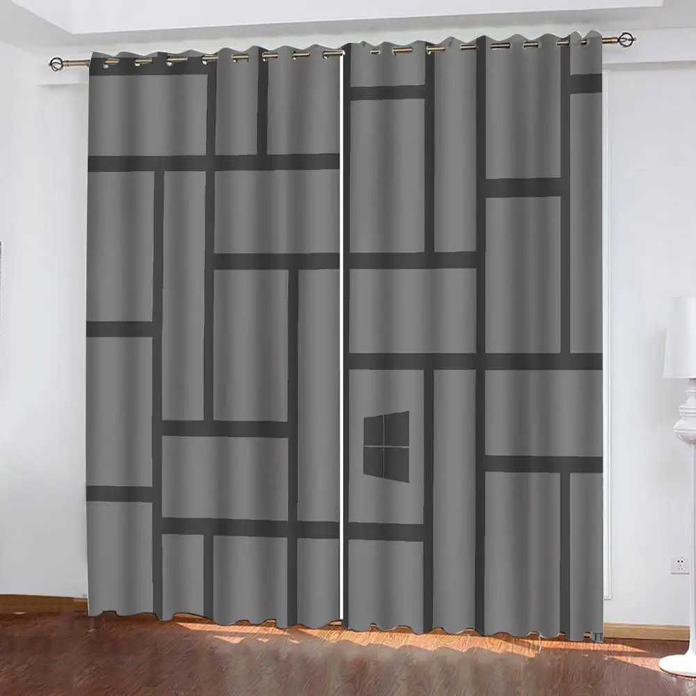 Customized size Luxury Blackout 3D Window Curtains For Living Room gery curtains geometry curtains