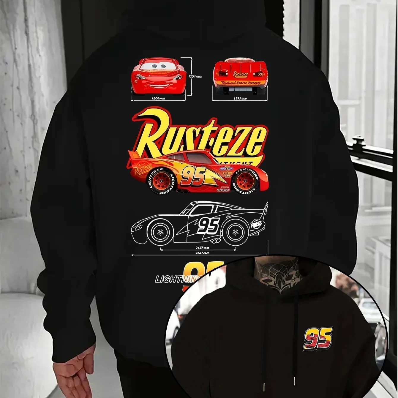 

Осенне-зимняя толстовка с капюшоном Disney Cars Lightning Mcqueen, пара одежды для пар, верхняя одежда The Cars & Sally Street 2025 г.