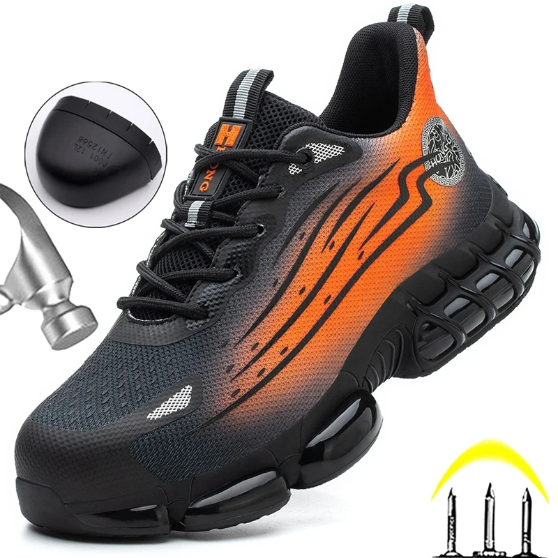 

Breathable Work Shoes for Men Anti-Smashing Steel Toe Anti-smash Puncture-proof Construction Safety Shoes Sneakers Male Footwear