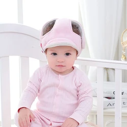 Baby Toddler Anti-Collision Cap Infants Soft Plush Cotton Cute Anti-Fall Cap Adjustable Solid Color Child Safety Helmet Head Hat