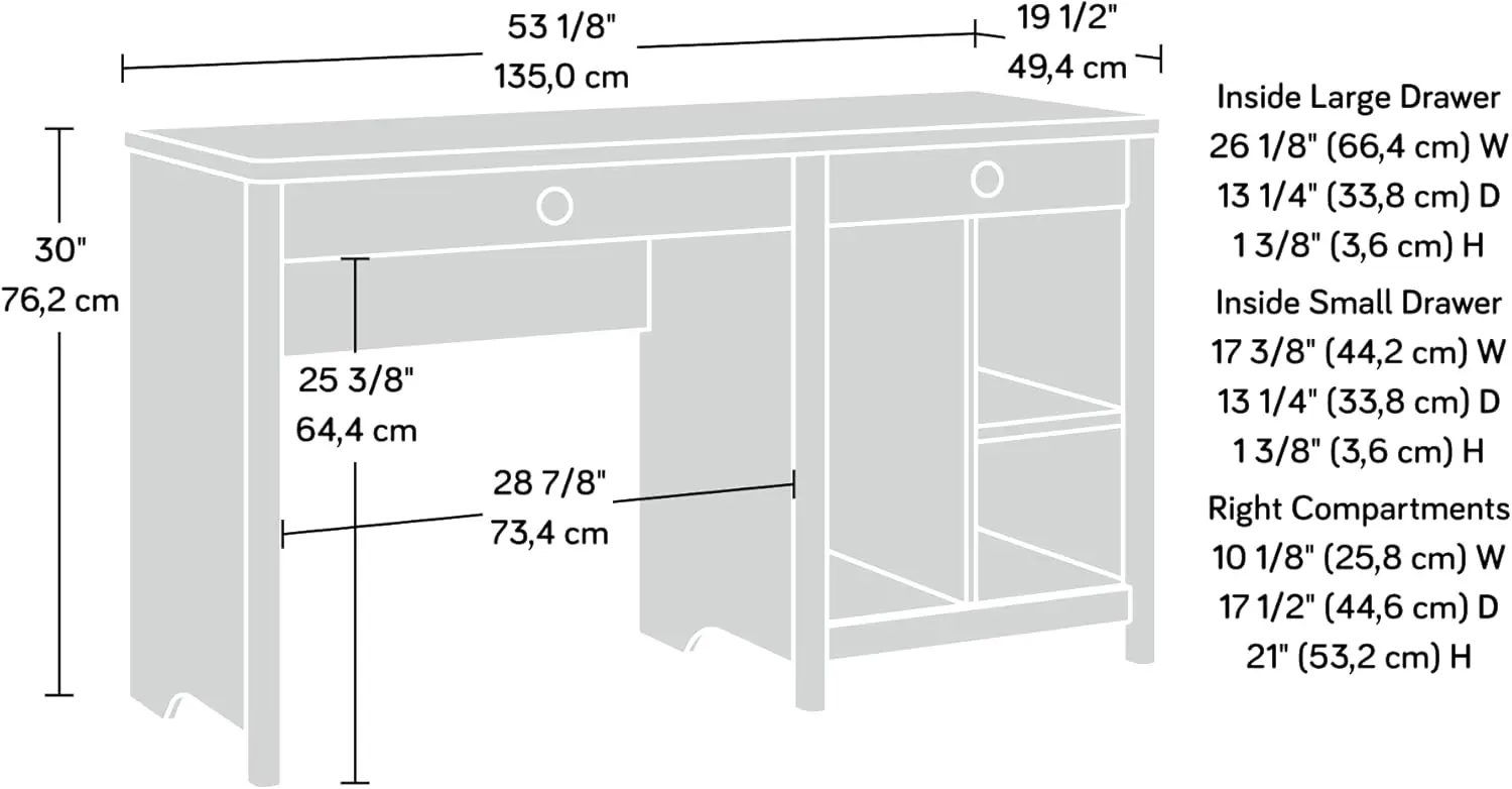 Dover Edge Home Office Computer Desk, Timber Oak