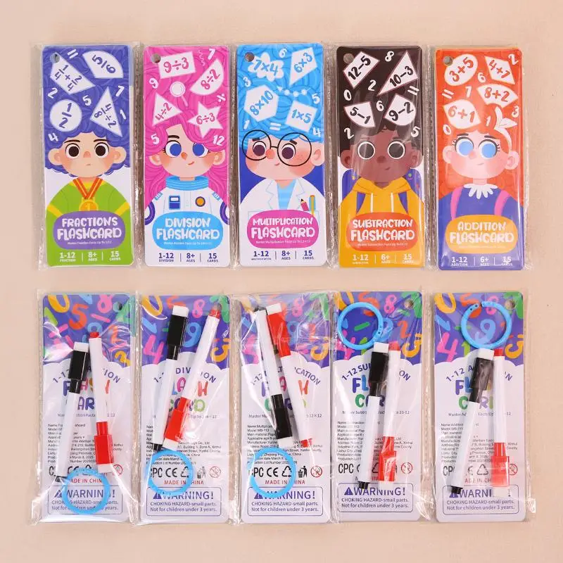 1 ensemble enfants Addition soustraction Multiplication Division mathématiques jouet éducatif Fraction apprentissage cartes Flash pour l'école primaire