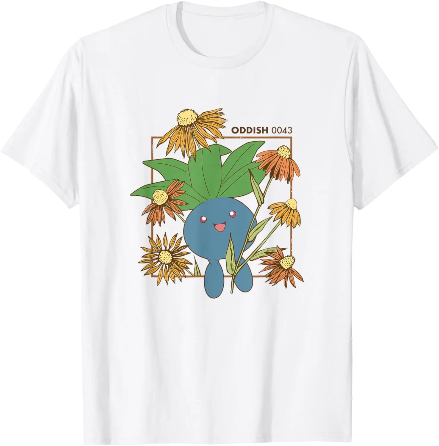Pokémon Oddish 0043 Happy Jumping Floral Portrait T-Shirt S-6XL