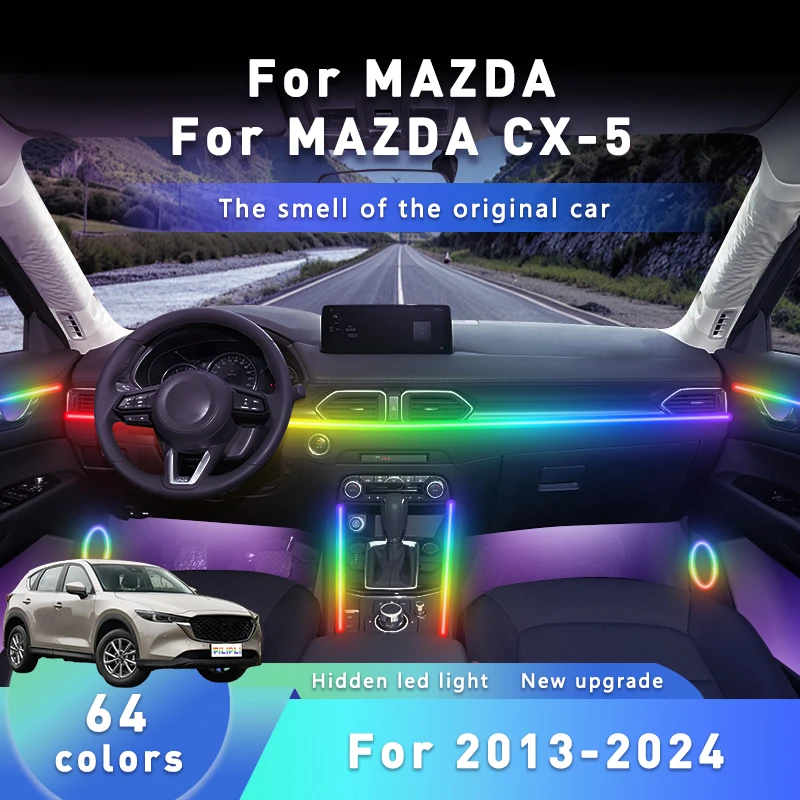 

FILIPLI для MAZDA CX-5 для 2013-2024 звуковая активация автомобиля окружающий свет музыка синхронизация ритм светодиодные ленты авто декор с управлением через приложение