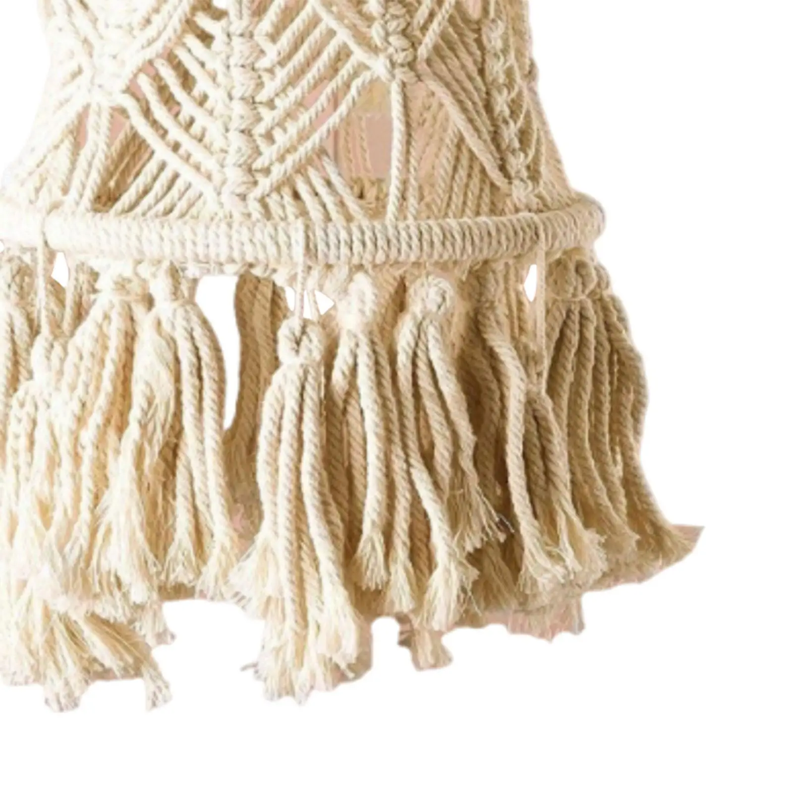 Macrame Ceiling Lamp Shade Boho Hand Knitted Hanging Light Cover Shade for Nursery Living Room Dorm Room Office Decoration