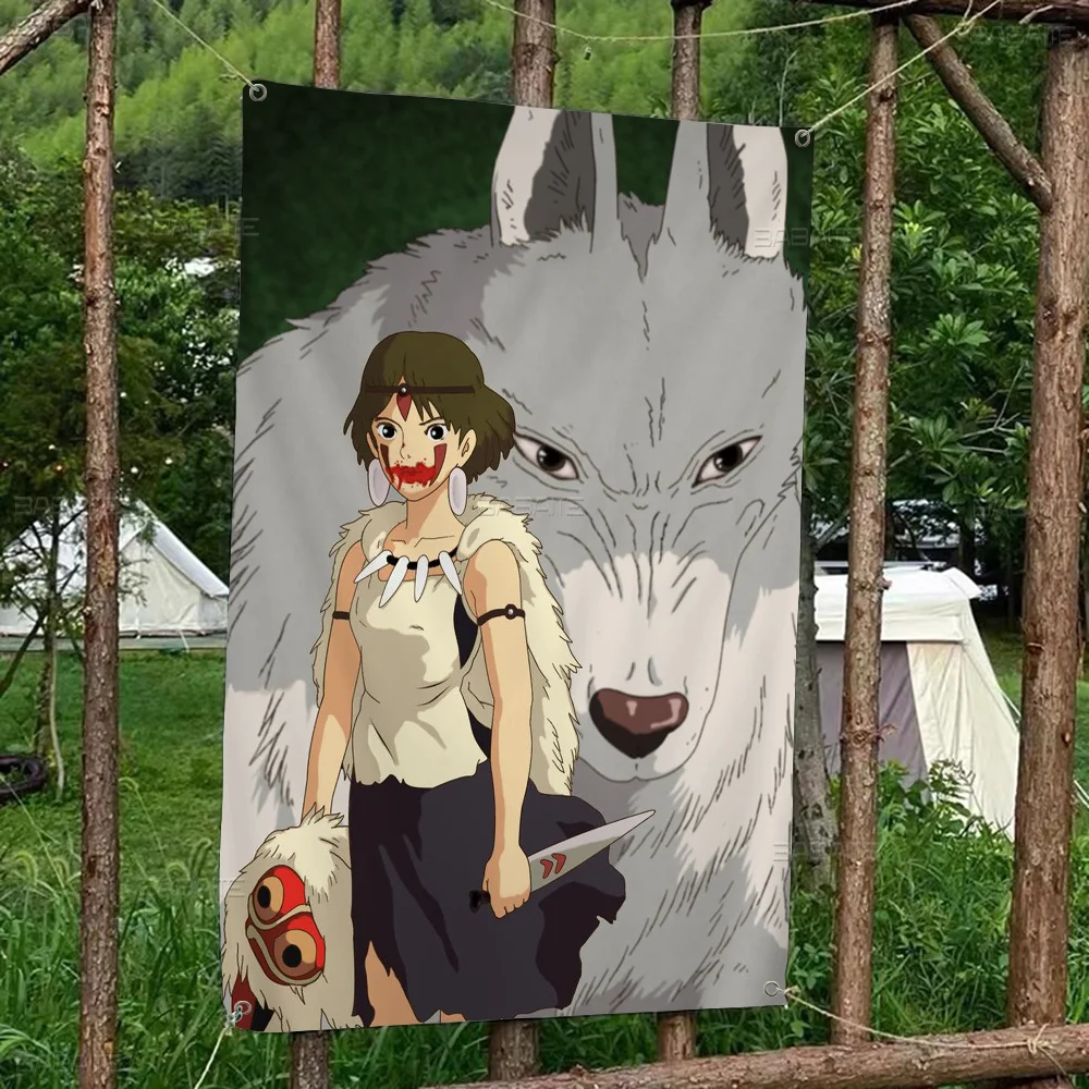 Mononoke anime Princess Cartoon Flag Wall Hanging Banner Decoration Household Home Decor