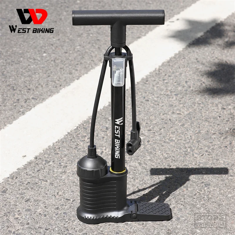 

WEST BIKING 160PSI High Pressure Floor Pump Dual Cylinder Tire Inflator Aluminum Alloy Manual Air For E-bike MTB Road Bike