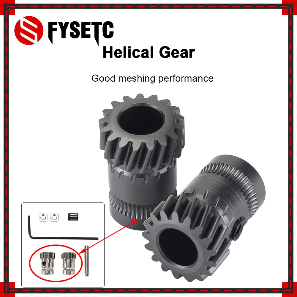 

FYSETC Helical Gear High Hardness Strength Die Steel Material Upgraded Gear for Mini V1 V2 Sherpa Extruders Dual Gear Extruder