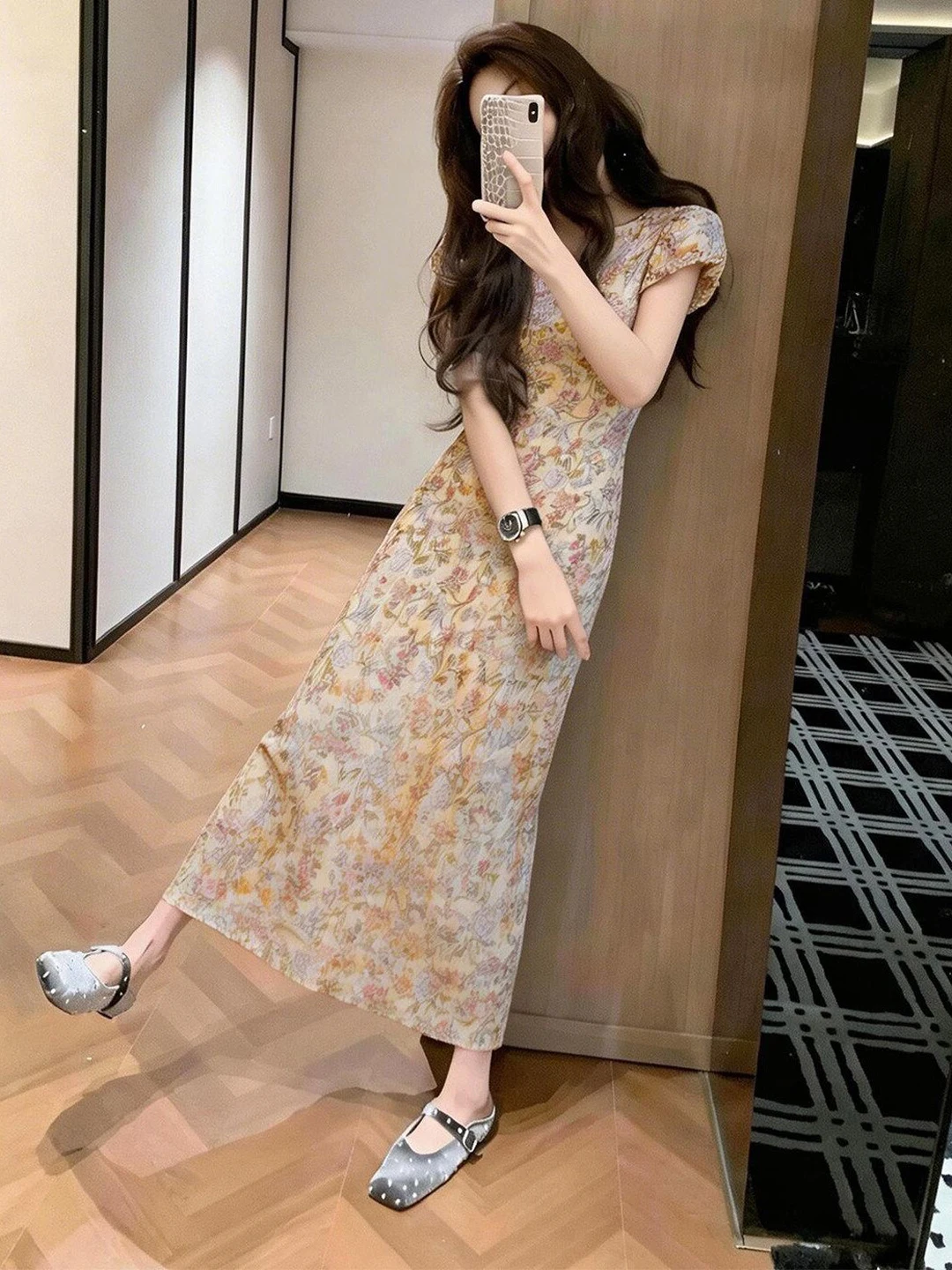 

Retro Unique Beautiful Tea Break Slimming Long Dress Gentle Style Absolutely Stunning Tea Break Dress Summer New Arrival