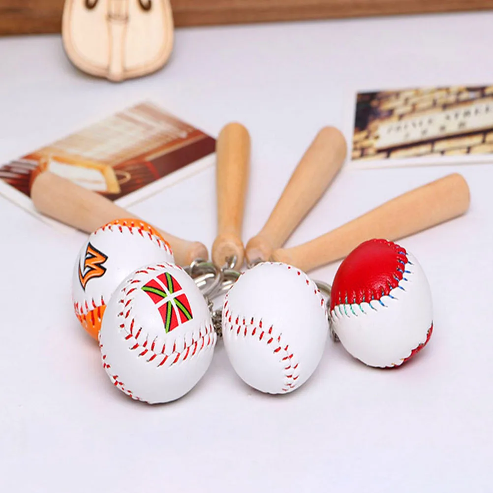 

12 Pcs Baseball Keychains Decorative Party Favors Themed Supplies Rings Simple Design PU Material Gifts