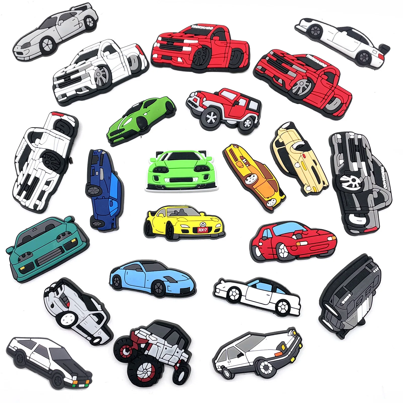 1-23PCS Car Series for CartoonShoe Charms Sandals Accessories Cool Car Shoe Buckle Decoration Beach Bag Accessories Gift
