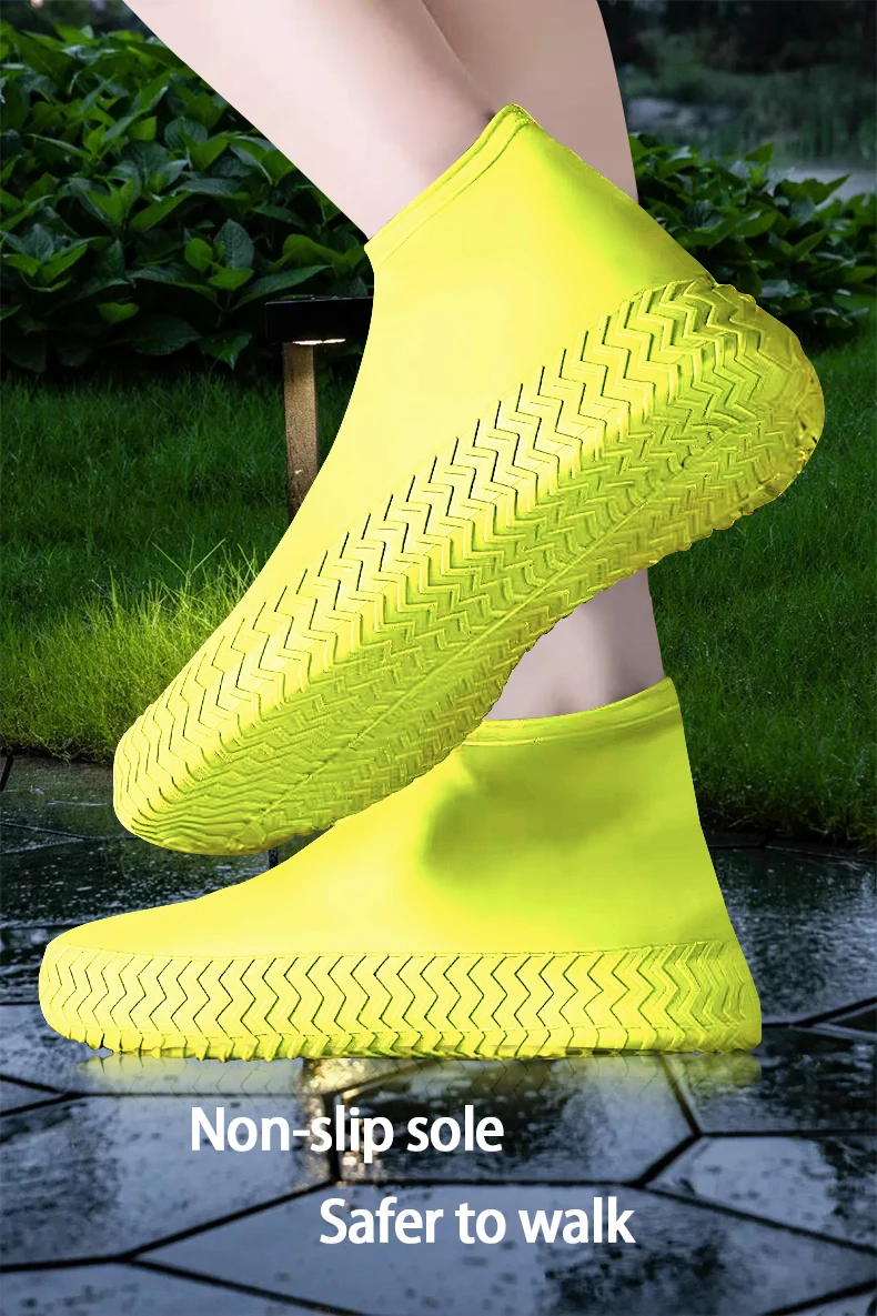 Silikon Wasserdichte Schuhüberzieher für Kinder und Erwachsene, Verschleißfeste Tragbare Regenschuhüberzieher, 1 Paar – Detail 3