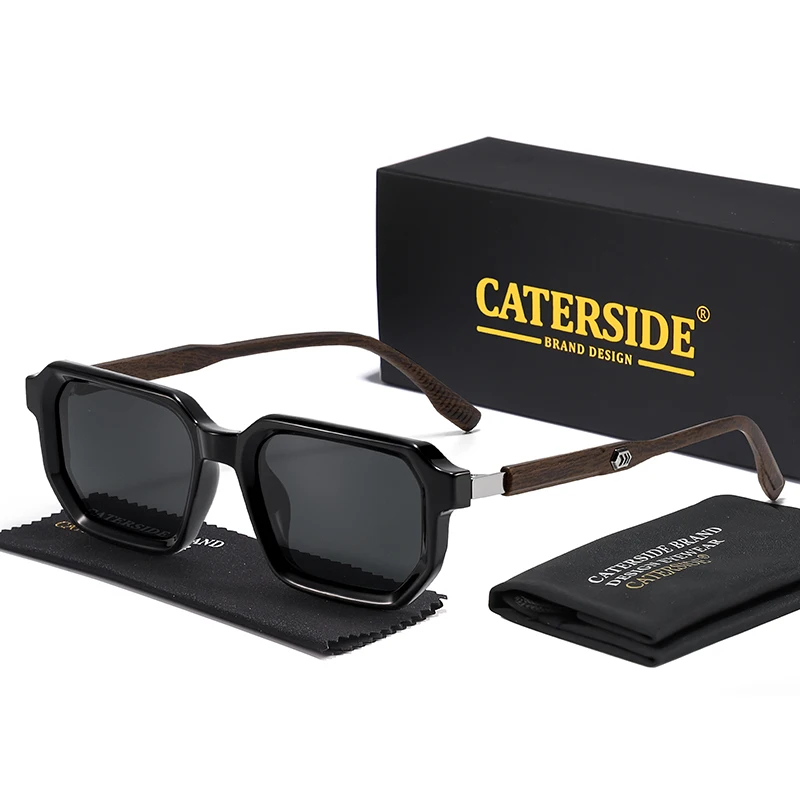 CATERSIDE Mode Herren Polarisierte Sonnenbrille Retro Polygonal Design Metall Dekoration Sonnenbrille Damen Party Reisebrille – Detail 6