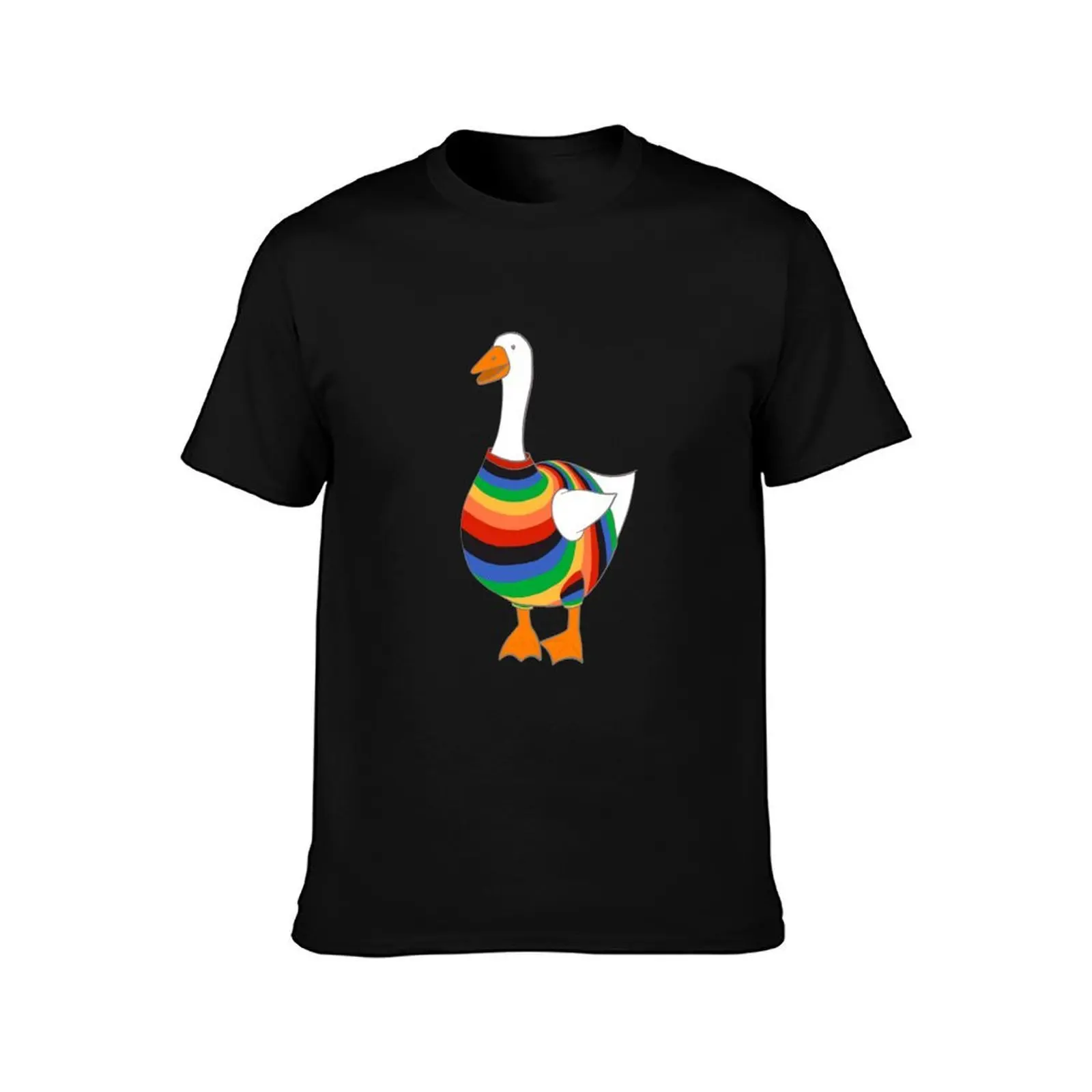 An-Goose - Stripy Goose T-Shirt, Summer Casual Cotton Tee, Oversized Streetwear Tops, Vintage Graphic Print, Unisex Men Women