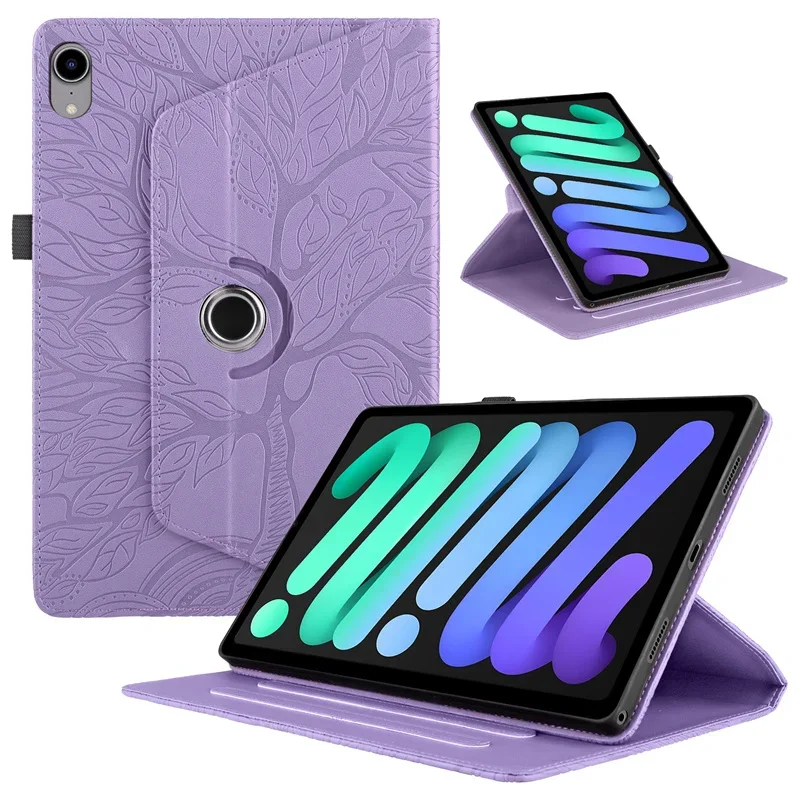 

Чехол Funda для iPad Mini 7-го 6-го поколения 8,3 дюйма с тиснением дерева, вращающаяся на 360 градусов кожаная подставка для планшета, чехол для iPad Mini 7 Mini 6