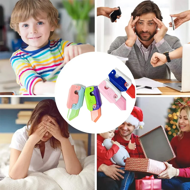 3D Printing Gravity Knife Toy Cub Jumping Small Radish Knife Fidget Toys Decompression Push Card Small Carrot Knife