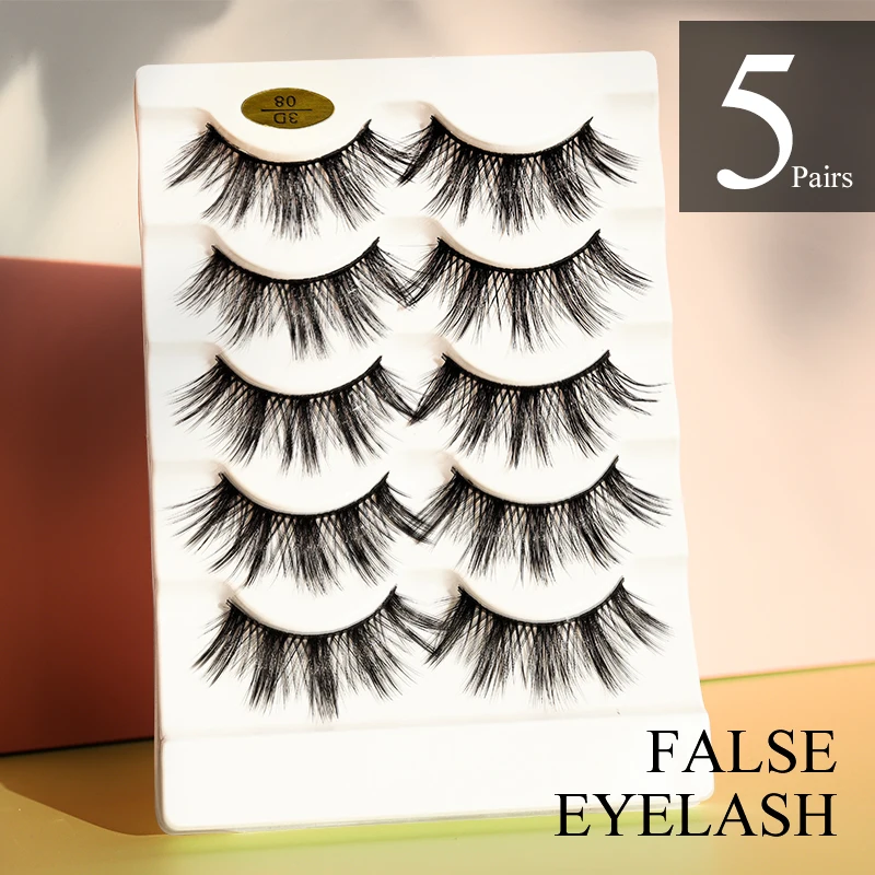 MAGT 5 Pairs Makeup Eyelash Natural Extension Hand Made Soft False Eye Lash Professional Auto-Blooming Eyelashes Beauty Tools