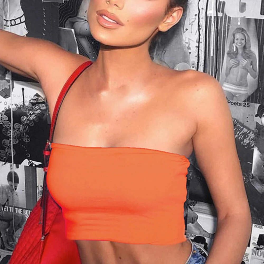 Moda feminina sutiãs lingerie colete poliéster sem alças envoltório bandeau básico confortável commuter de um ombro sexy