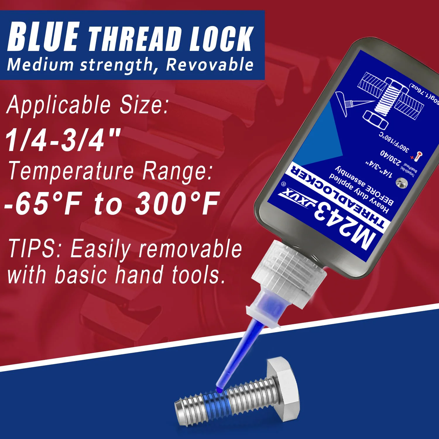 4PCS50mL 271/243Thread Locker Screw Glue Blue Red Medium High Strength Anti-loose Thread Sealant Metal Bolt Lock Adhesive Stable